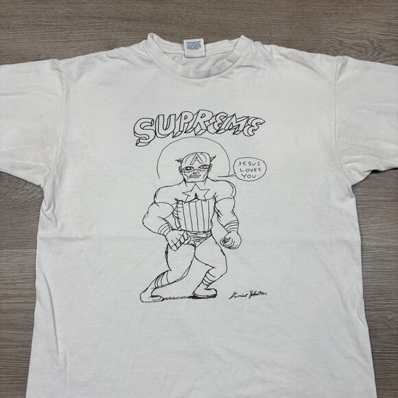 Rare Supreme Daniel Johnston Captain America T Shirt Men's Large Streetwear - Picture 2 of 11